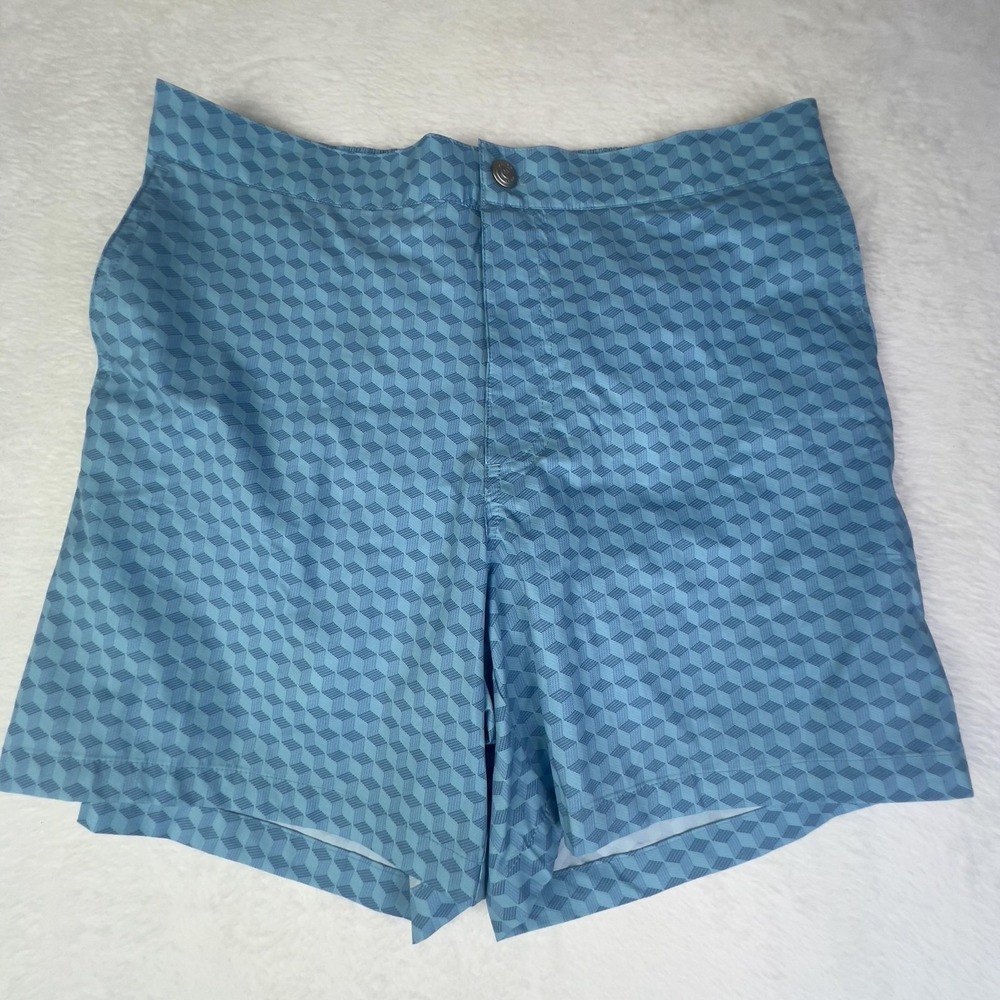 Peter Millar Swim Shorts Mens‎ Medium Blue Geometric Lined Mesh Quick Dry Beach